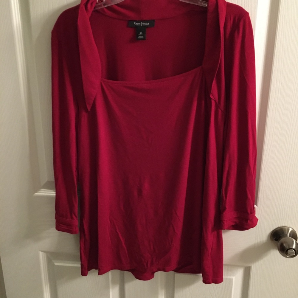 Red Long Sleeved Blouse